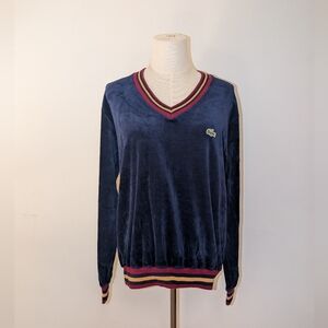 Vintage 70s/80s IZOD Lacoste Navy Velour V Neck
